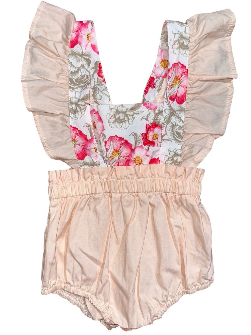 Coco & Elliot Baby Girls Floral Bubble Ruffle Sleeve Romper Size 0-6M